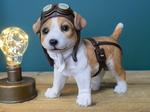 Tan dog pilot - resin, ornament