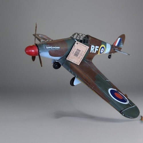 Large tin metal spitfire model - tin,