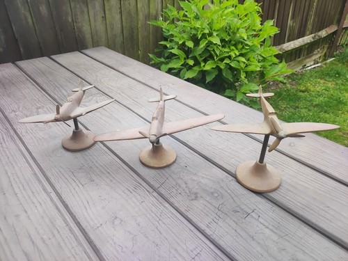 Vintage brass aeroplane - 3x,