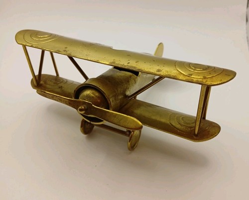 Vintage brass biplane - brass,
