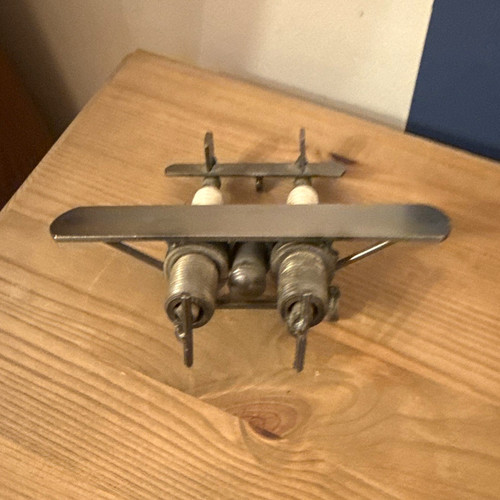 Metal aircraft model sculpture - metal,